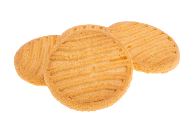 Galleta Redonda Mantequilla Aislada Sobre Fondo Blanco — Foto de Stock