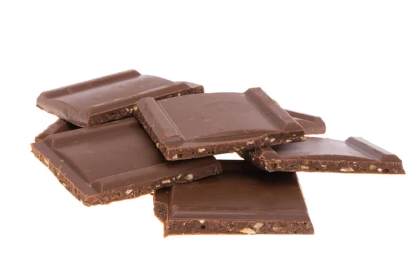 Cioccolato Con Noci Isolate Sfondo Bianco — Foto Stock