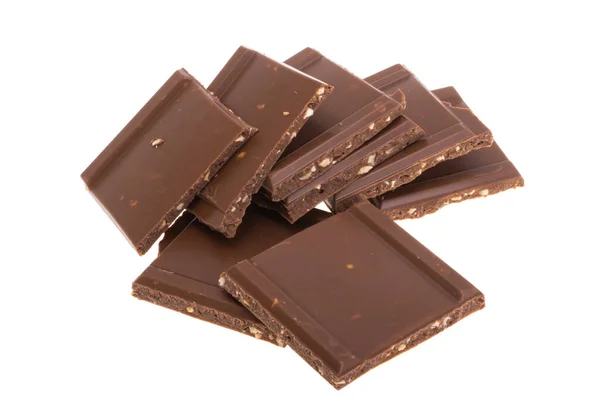 Beyaz Arka Planda Fındıklı Çikolata — Stok fotoğraf