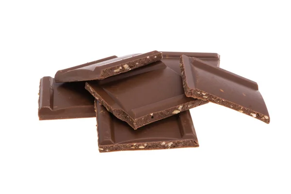 Coklat Dengan Kacang Diisolasi Pada Latar Belakang Putih — Stok Foto