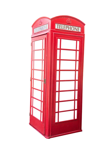 Red Telephone Booth Isolated White Background — Stock Photo, Image
