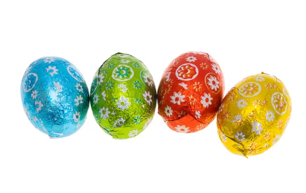 Chocolate Eggs Foil Isolated White Background — Stock Photo, Image