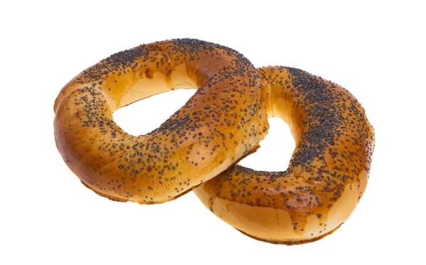 Bagel Isolado Sobre Fundo Branco — Fotografia de Stock