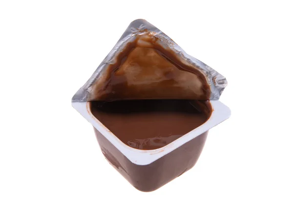 Yogur Chocolate Aislado Sobre Fondo Blanco — Foto de Stock