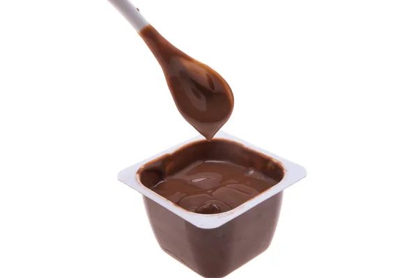 Yogur Chocolate Aislado Sobre Fondo Blanco —  Fotos de Stock