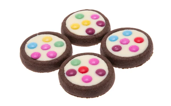 Galletas Con Dragee Color Aislado Sobre Fondo Blanco — Foto de Stock