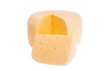 beyaz arkaplanda izole edilmiş peynir başlığı