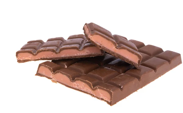 Čokoláda Jahodovou Náplní Izolované Bílém Pozadí — Stock fotografie