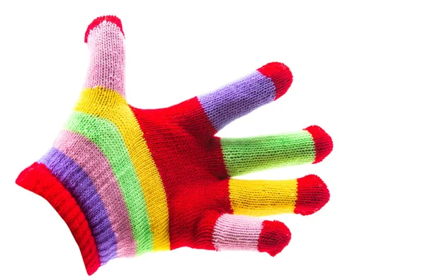 Farbige Strickhandschuhe Isoliert Auf Weißem Hintergrund — Stockfoto