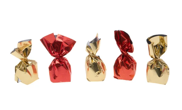 Caramelos Chocolate Una Envoltura Aislada Sobre Fondo Blanco —  Fotos de Stock