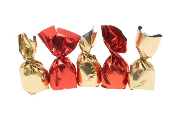 Caramelle Cioccolato Involucro Isolato Sfondo Bianco — Foto Stock