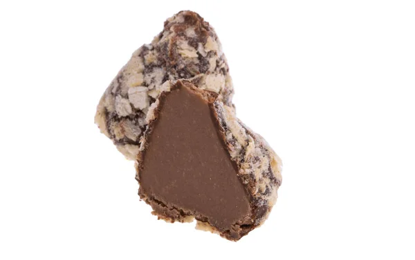 Trufas Chocolate Con Oblea Aislada Sobre Fondo Blanco — Foto de Stock