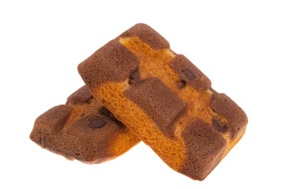 Kaka Med Choklad Droppar Isolerad Vit Bakgrund — Stockfoto