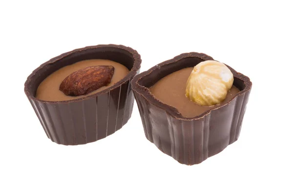 Paniers Chocolat Isolés Sur Fond Blanc — Photo