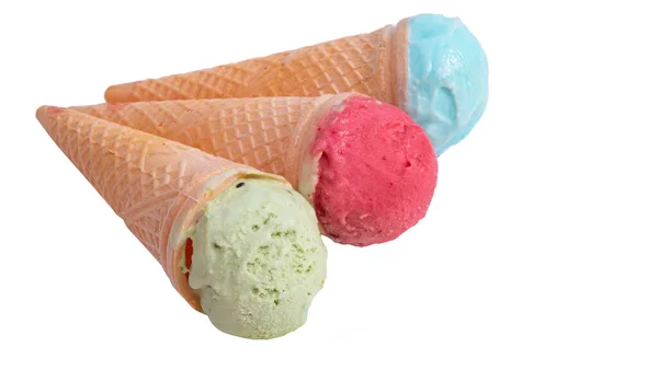 Cono Gelato Isolato Sfondo Bianco — Foto Stock