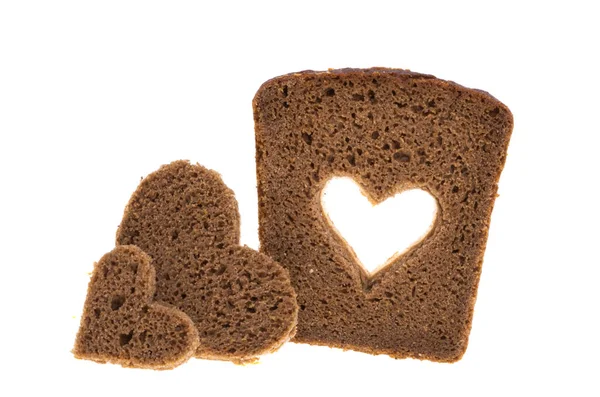 Καρδιά Ψωμιού Απομονωμένη Λευκό Φόντο — Φωτογραφία Αρχείου