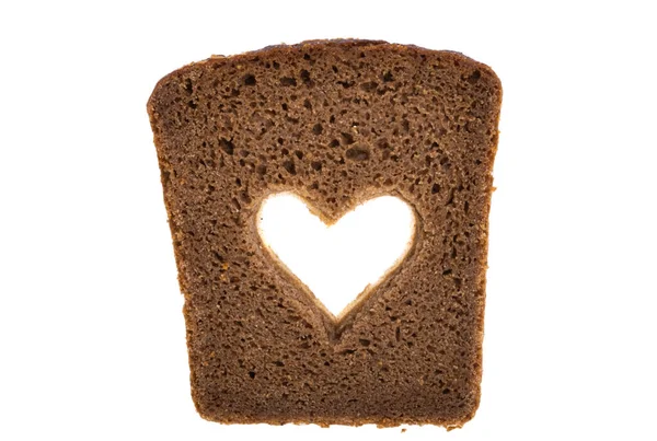 Καρδιά Ψωμιού Απομονωμένη Λευκό Φόντο — Φωτογραφία Αρχείου