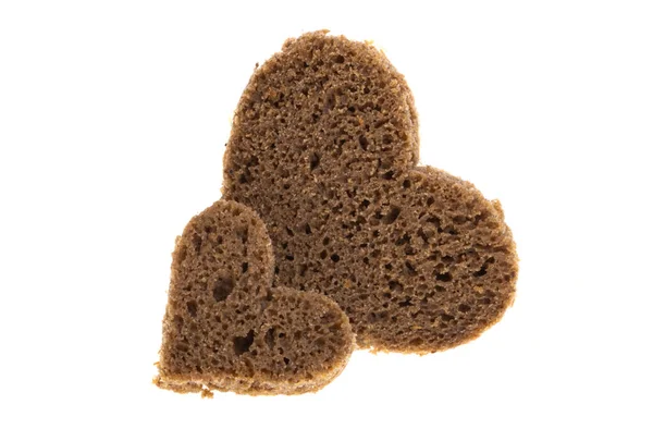 Bröd Hjärta Isolerad Vit Bakgrund — Stockfoto
