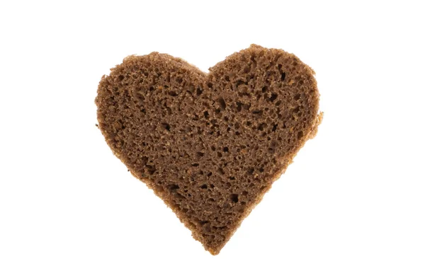 Brot Herz Isoliert Auf Weißem Hintergrund — Stockfoto