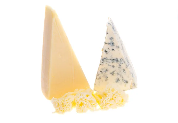 Beyaz Arkaplanda Izole Edilmiş Peynir — Stok fotoğraf