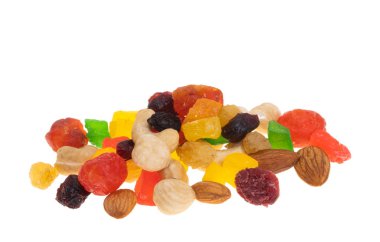 Beyaz arkaplanda izole edilmiş şekerli meyve