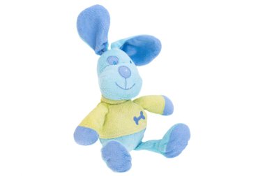 Beyaz arka planda izole yumuşak oyuncak köpek