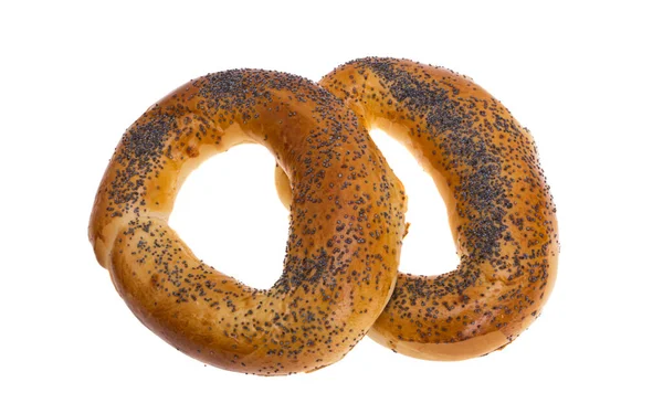 Bagel Isolado Sobre Fundo Branco — Fotografia de Stock