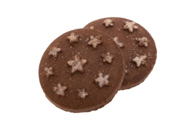 Beyaz arka plan üzerinde izole çikolata Noel kurabiyeleri