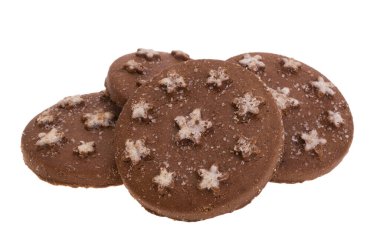 Beyaz arka plan üzerinde izole çikolata Noel kurabiyeleri