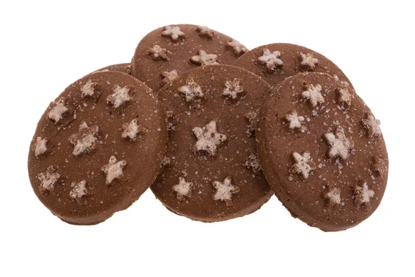 Schokolade Weihnachtskekse Isoliert Auf Weißem Hintergrund — Stockfoto