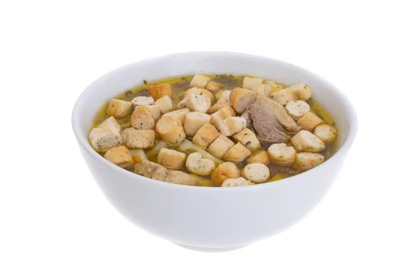 Brodo Pollo Isolato Sfondo Bianco — Foto Stock