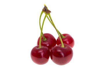 Beyaz arkaplanda kiraz izole