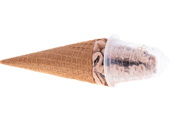 Sorvete Cone Waffle Isolado Sobre Fundo Branco — Fotografia de Stock