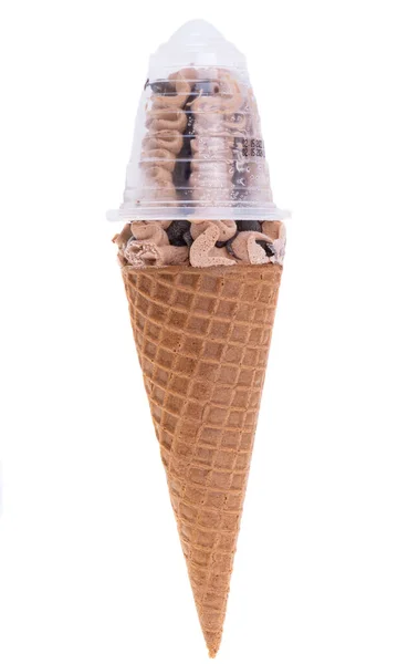 白い背景に隔離されたワッフルコーンのアイスクリーム — ストック写真