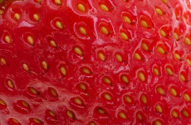 Çileklerin kırmızı arkaplanı yakın plan makro