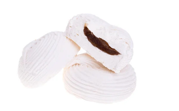 Marshmallow Com Recheio Isolado Sobre Fundo Branco — Fotografia de Stock