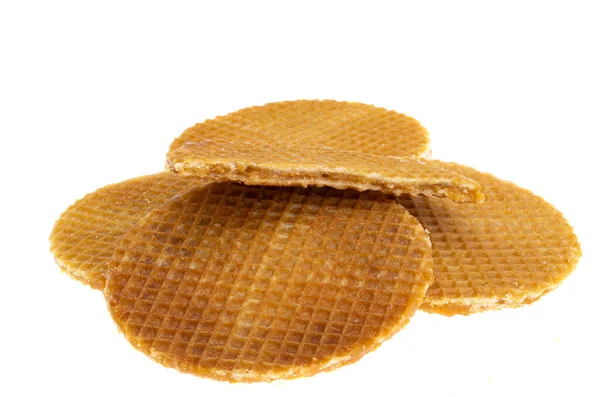 Holländische Waffeln Isoliert Auf Weißem Hintergrund — Stockfoto