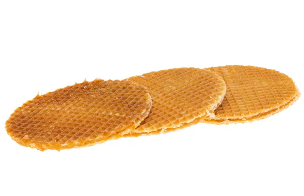 Holländische Waffeln Isoliert Auf Weißem Hintergrund — Stockfoto