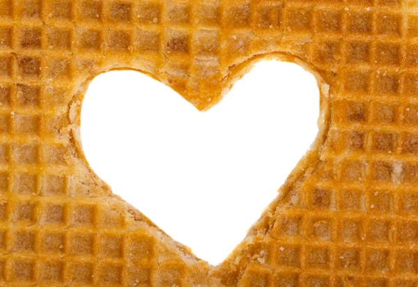 Heart Dutch Waffles Isolated White Background — Stock Photo, Image