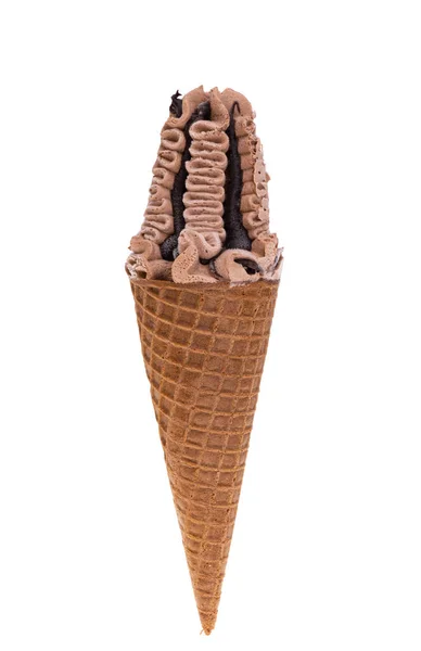 Sorvete Cone Waffle Isolado Sobre Fundo Branco — Fotografia de Stock