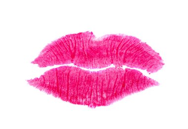 Beyaz arkaplanda ruj izi dudakları