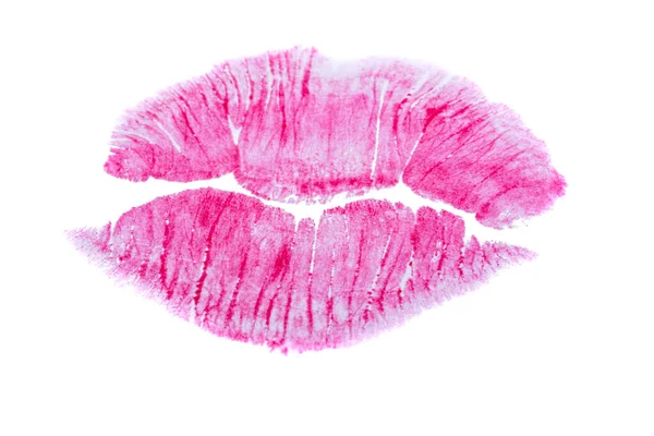 Lippenstift Print Lippen Auf Weißem Hintergrund — Stockfoto