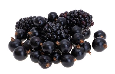 Frenk üzümü ve böğürtlen beyaz arka planda izole