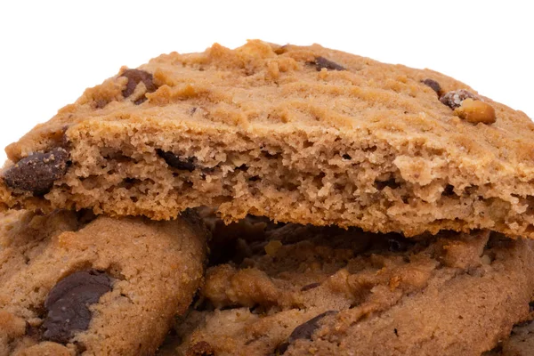 Biscotti Con Cioccolato Isolato Sfondo Bianco — Foto Stock