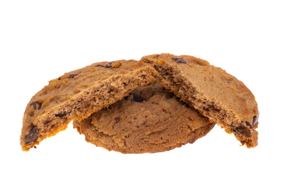 Cookies Com Chocolate Isolado Fundo Branco — Fotografia de Stock
