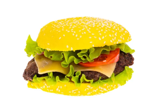 Ukraiński Burger Żółty Niebieski Izolowane Białym Tle — Zdjęcie stockowe
