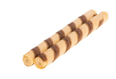 Beyaz arkaplanda izole edilmiş waffle ruloları