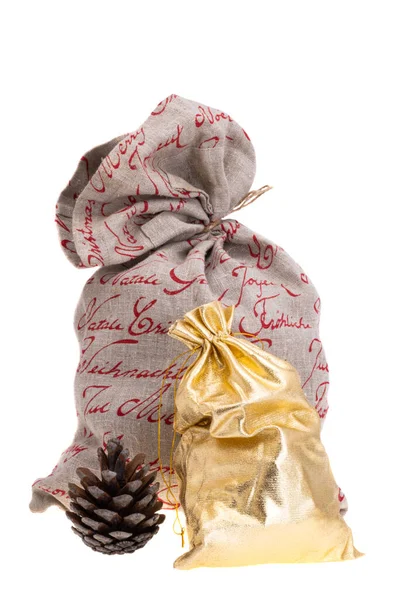 Christmas Bag Gifts Isolated White Background — Stock Photo, Image