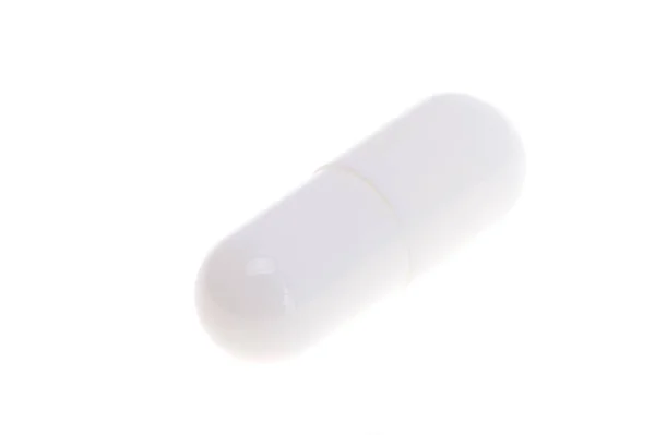 White Medical Capsule Isolated White Background — Fotografia de Stock