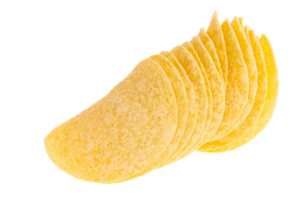 Aardappel Chips Geïsoleerd Witte Achtergrond — Stockfoto